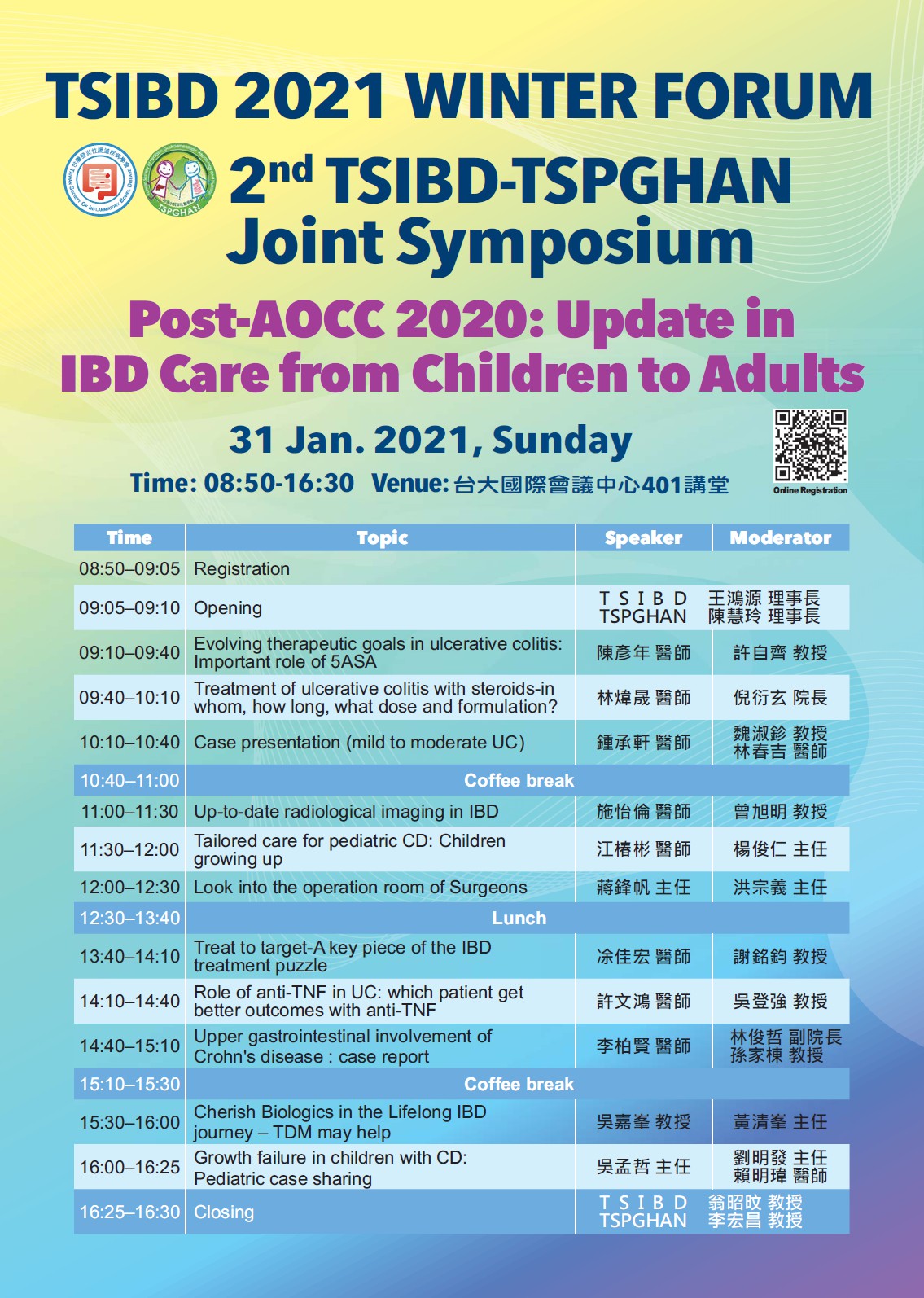 2021 1/31 TSIBD Winter Forum & 2nd TSIBD-TSPGHAN Joint Symposium
